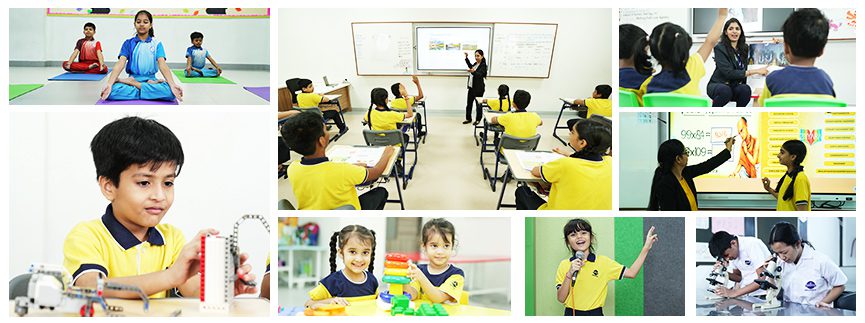 Students performing various activities at Universal High School Dahisar